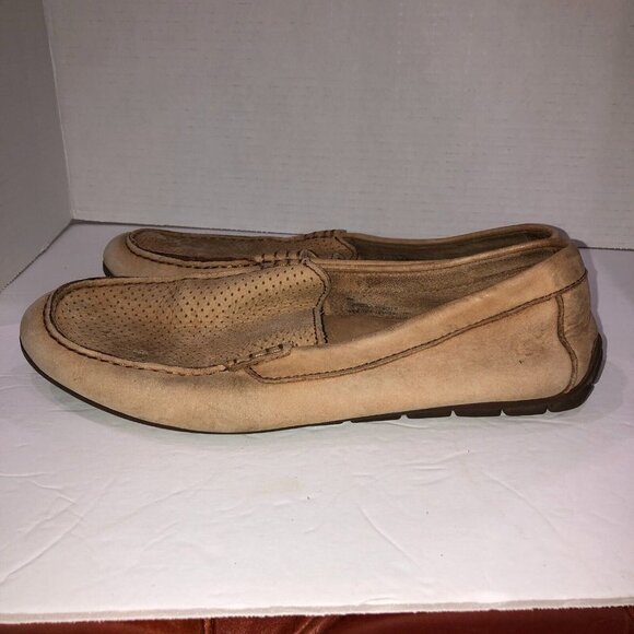 Born Mens Size 8 M Tan Leather Slip On Loafers Driving Shoes Moccasins - Picture 5 of 16